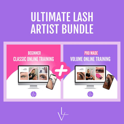 ultimate lash bundle, beginner eyelash extension training course, classic and volume